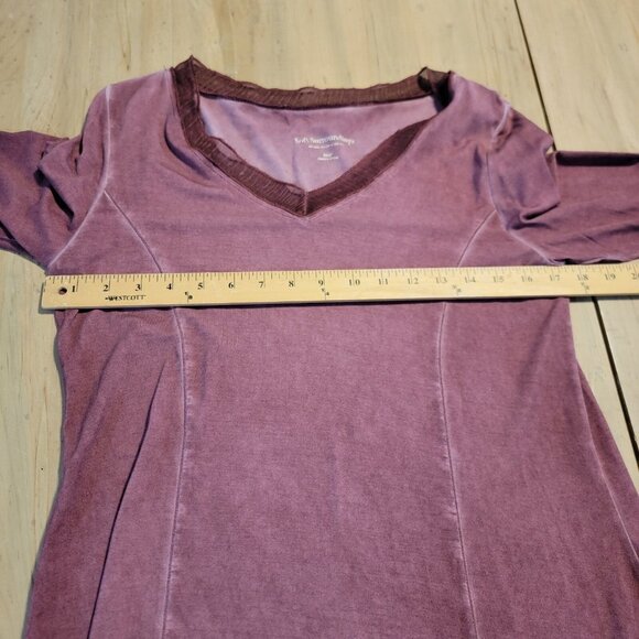 Soft Surroundings Top Oversize Tunic Size S  V-Neck Chiffon Trim Raspberry - Picture 9 of 11
